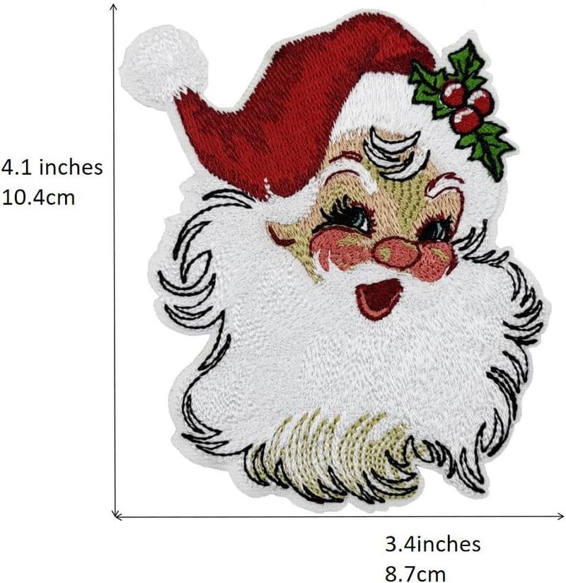 Stitch-Witch 4" Retro Santa Vintage Christmas 80s Embroidered Iron‑On Patch - Image 2